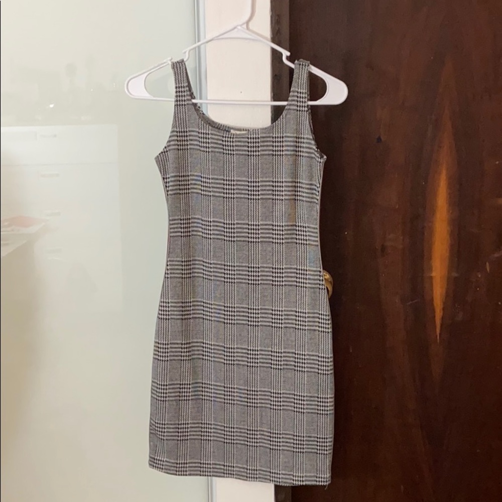 plaid mini dress striped on the sides